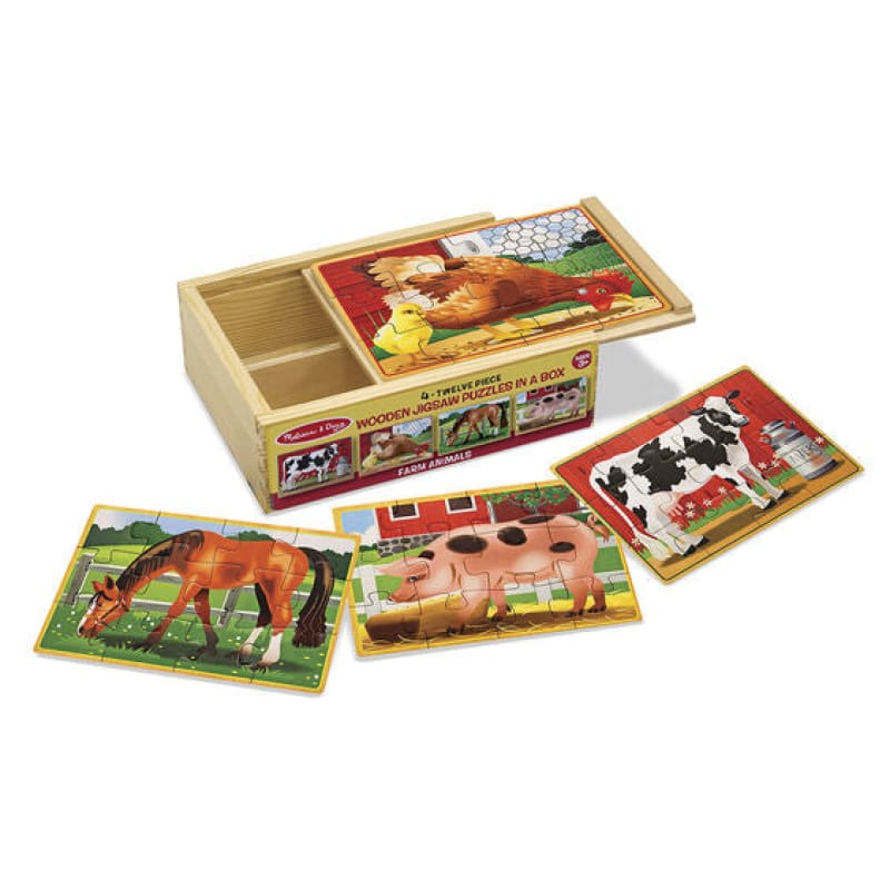 Houten 4 Puzzel Box - Boerderij Dieren Toys