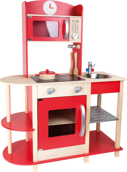 Small Foot Speelgoed Keuken, Model Gourmet Rood, Hout, 78 Breed X 34 Diep X 106 Hoog