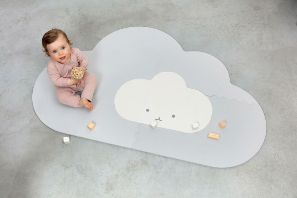 Quut speelmat 'Head in the clouds', maat Small, Grijs/Pearl grey, 90 x 145 x 1.2 cm
