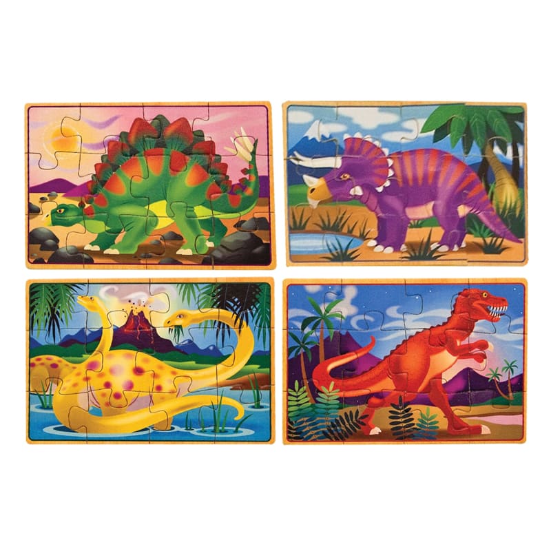 Houten 4 Puzzel Box - Dinosaurussen Toys