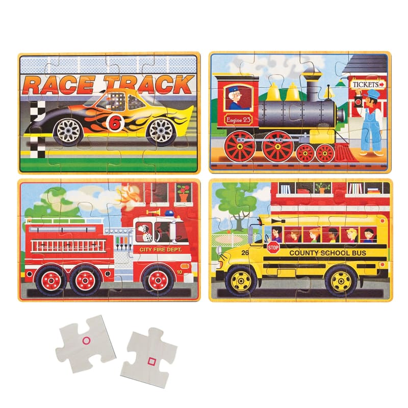 Houten 4 Puzzel Box - Speciale Voertuigen Toys