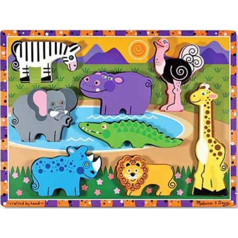 Melissa & Doug Vormenpuzzel Safari Chunky Junior Hout 8 Stukjes Toys